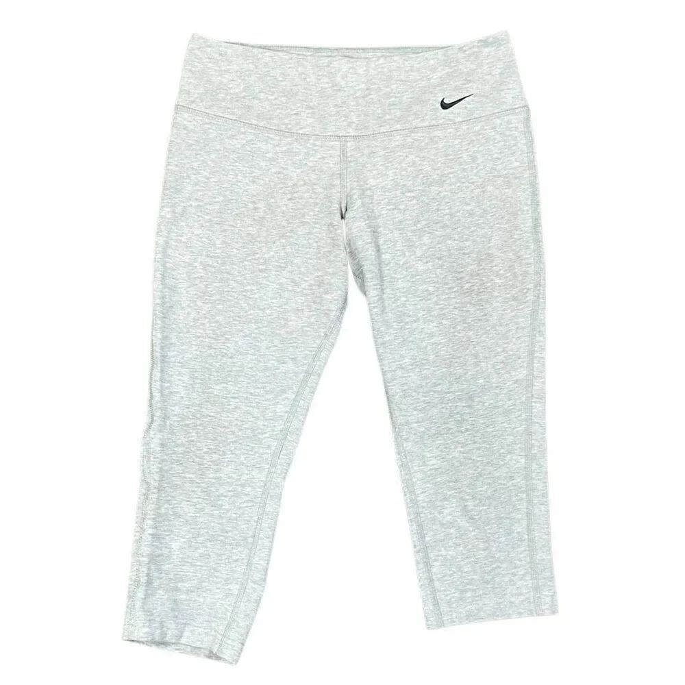 Nike Dri-Fit Running Capri Gray Heather Fabric Leggings Small